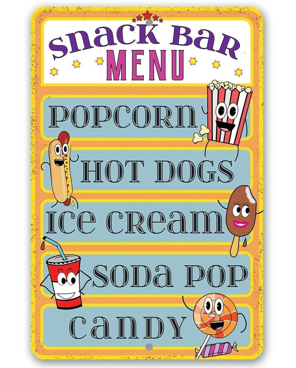 Store Sign Snacks Metal Sign - Snack Bar Menu - Durable Metal Sign - Use Indoor/Outdoor ...