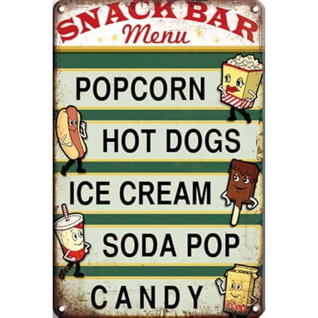 Metal Sign Snack Bar Menu Retro Decor Home Kitchen Bar Diner Cafe Restaurant Club Cave Wall Decor Plaque Vintage Tin Sign Funny Posters Gift 16x12 Inch