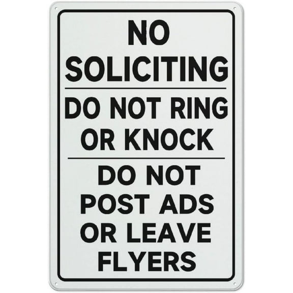 Metal Sign No Soliciting Do Not Ring Knock Post Ads Leave Flyers Metal Aluminum Metal Warning Sign Uvresistance Waterproof Easy To Install For House And Business 12""X8"", Matel2