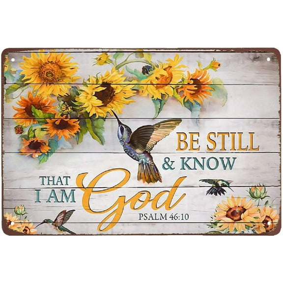 Metal Sign Sunflower and Hummingbirds tin Sign Vintage Wall Decoration Home Garden Kitchen Art Sign 12 x 8 inch