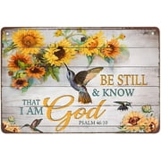 Metal Sign Sunflower and Hummingbirds tin Sign Vintage Wall Decoration Home Garden Kitchen Art Sign 12 x 8 inch