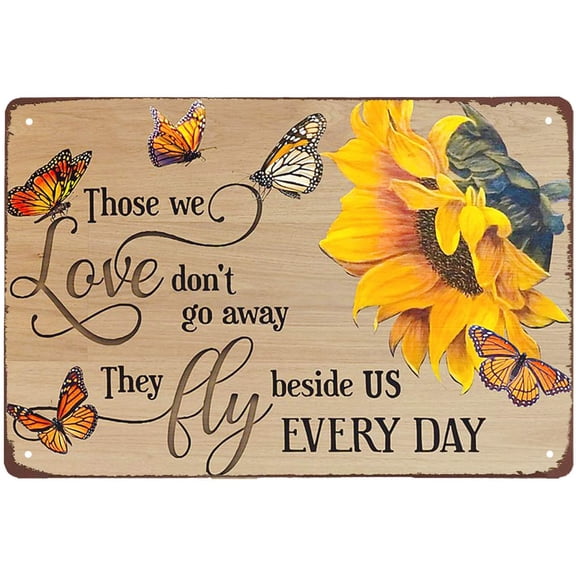 Metal Sign Sunflower and Hummingbirds tin Sign Vintage Wall Decoration Home Garden Kitchen Art Sign 12 x 8 inch