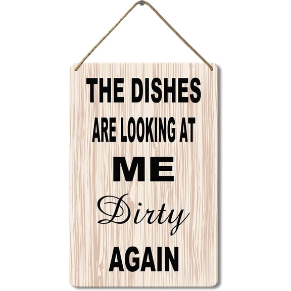 Metal Sign The Dishes are Looking at Me Dirty Again Kitchen Sign, 8x12 Inch, Metalen Kitchen Wall Decor