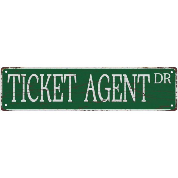 Metal Sign Ticket Agent Vintage Tin Signs Aluminum Metal Sign For Bedroom Kitchen Garden Wall Bab Club Coffee Hanging Sign Home Decor 4X16 Inch