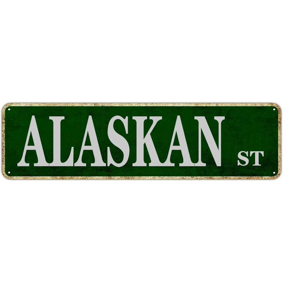 Metal Sign Tin Sign Alaskan Street Funny Metal Signs Vintage Sign Retro Tin Signs Aluminum Metal Sign for Bedroom Kitchen Garden Wall Bab Club Coffee Hanging Sign Home Decor 4x16 Inch