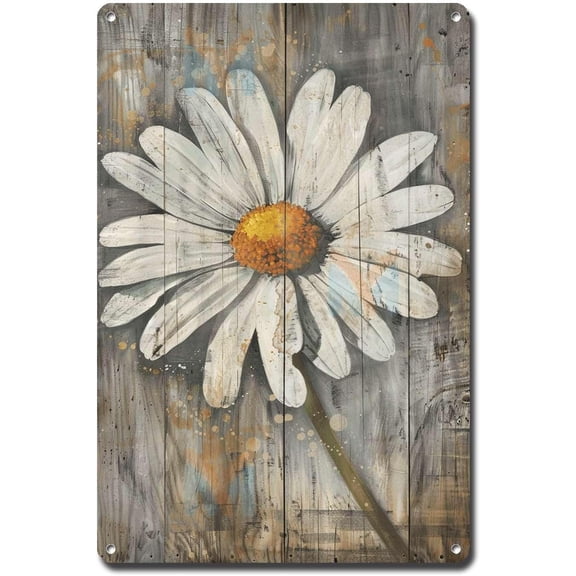 Metal Sign Tin Sign Vintage Wall Art Rustic Reminiscence Daisy Tin Sign for Easy Installation Weather Resistant Design and Vintage Ele Garden Tin Sign for Club 6×8 Inches