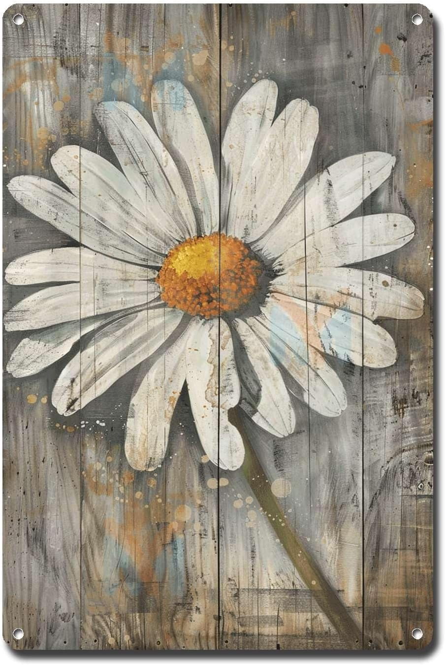 Tin Rustic Signs Metal Sign Tin Sign Vintage Wall Art Rustic Reminiscence Daisy Tin Sign ...