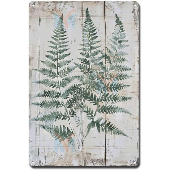 Metal Sign Tin Sign Vintage Wall Art Shabby Chic Fern Tin Sign for Botanical Art Lovers Vintage Home Decor and Distressed Wood Accents Greenhouse Decor for Pub 8×12 Inches