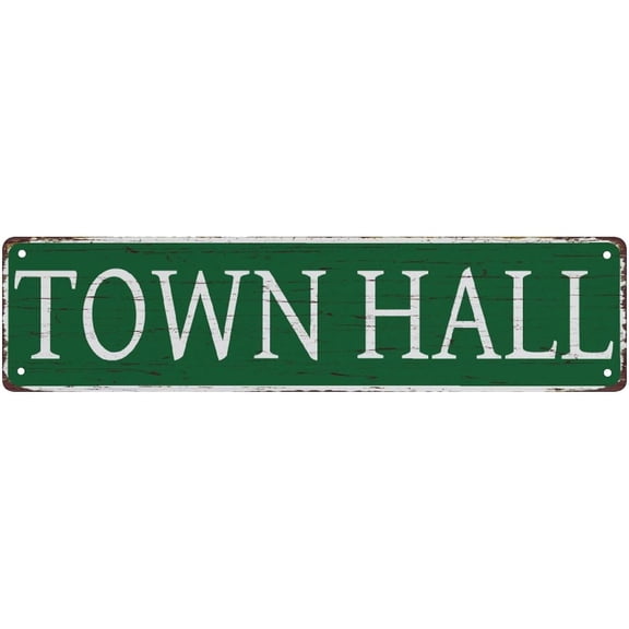 Metal Sign Town Hall Retro Metal Tin Signs 16X4 Inch For Shop Yard Man Cave Garage Outdoor Funny Wall Decor Decorative Poster Plate