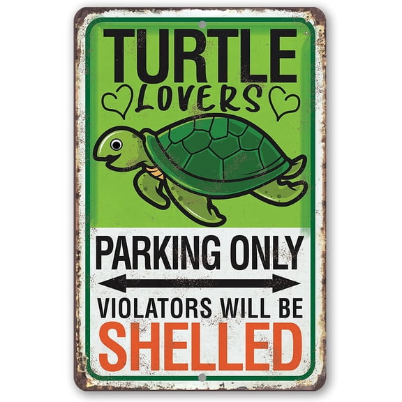Metal Sign - Turtle Parking - Durable Metal Sign - Use Indoor/Outdoor - Great Beach House or Kid's Room Decor and Gift for Sea Turtle Lovers Under $20 (8" x 12")