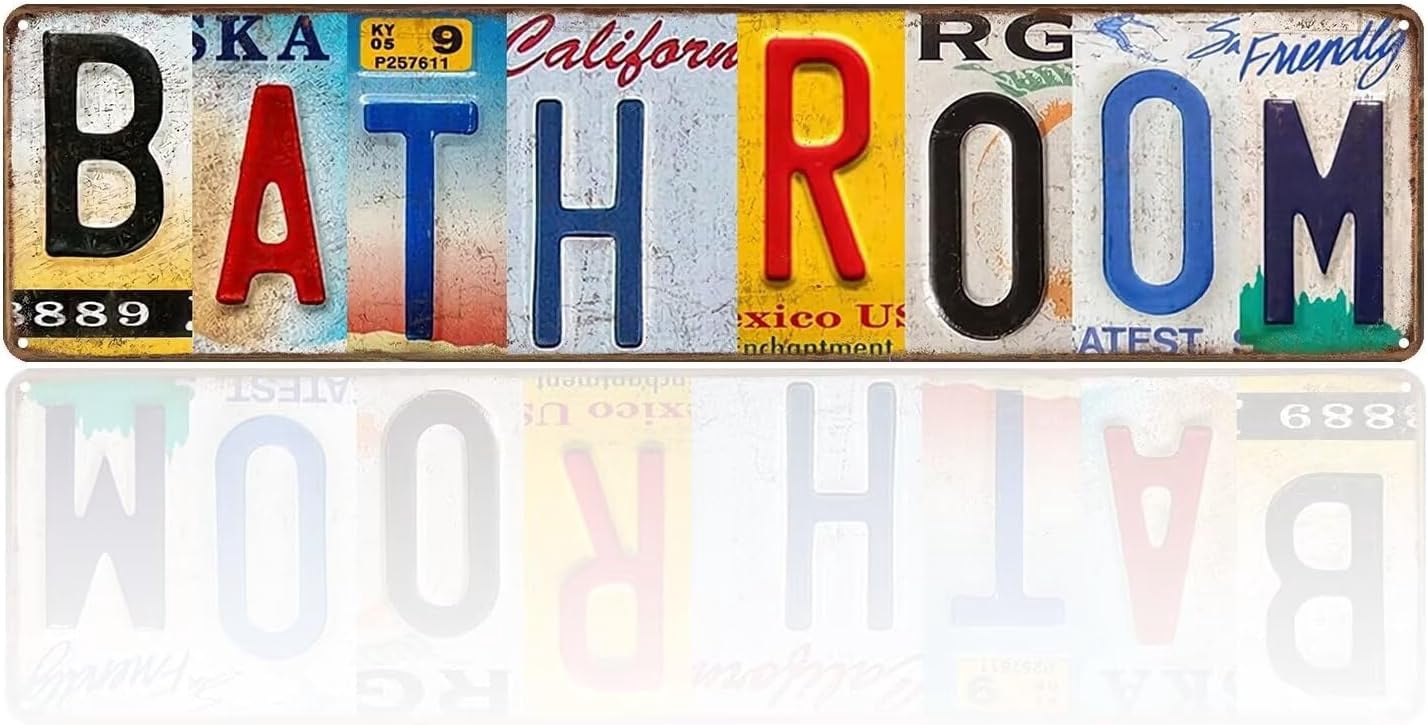 Metal Sign Vintage Bathroom Metal Tin Signs Street Signs Toilet Retro ...