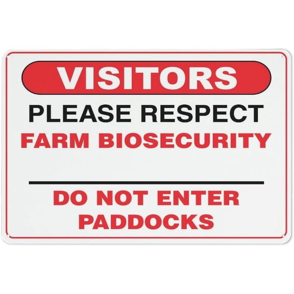 Metal Sign Visitors Please Respect Farm Biosecurity Do Not Enter Paddocks Sign Metal 12"X8" Rust Free Aluminum,Indoor & Outdoor Use For Fence And Yard