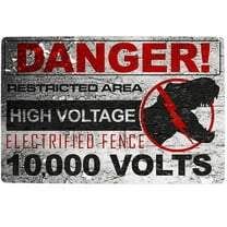 Metal Sign Wall Decor Danger High Voltage Aluminum Warning Sign Raptor Funny Tin Signs Bar Decorations Art Movie Poster 8x12 Inch