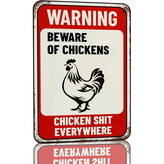 Metal Sign Warning Beware Of Chickens Chicken Coop Sign Aluminum Metal Tin Signs Door Sign Warning Sign For Fence Gate Yard Home Wall Decor 8x12 Inch