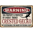thumbnail image 1 of Metal Sign Warning Property Protected by Crested Gecko Retro Metal Tin Sign Vintage Aluminum Sign for Home Coffee Wall Decor 8x12 Inch, 1 of 5