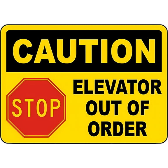 Metal Sign Warning Tin Caution Elevator Out of Order - 8"x12" Aluminum Sign for Home Coffee Bar Wall Decor, Building, Elevator Maintenance, Access Alert
