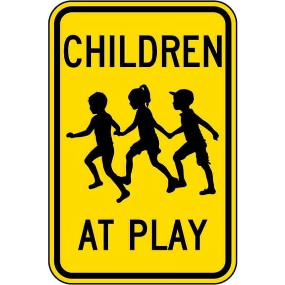 Metal Sign Warning Tin Sign Children At Play Aluminum Signs For Home Coffee Bar Wall Decor 8x12 Inch