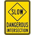 thumbnail image 1 of Metal Sign Warning Tin Sign Slow Dangerous Intersection Aluminum Signs For Home Coffee Bar Wall Decor 8x12 Inch, 1 of 6