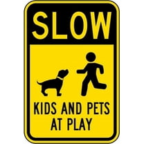 Metal Sign Warning Tin Sign Slow Kids And Pets At Play Aluminum Signs For Home Coffee Bar Wall Decor 8x12 Inch