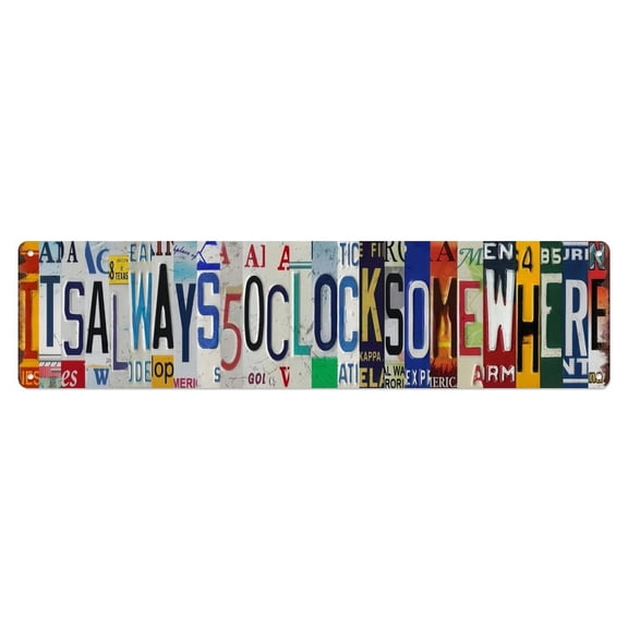Metal Signs: It's Always 5 O'clock Somewhere Vintage Metal Signs Funny Bar Tin Sign Home Decoration Wall Plaque for Bar Bedroom Shop Cafe for home, bar and office, man nest and garage living room,
