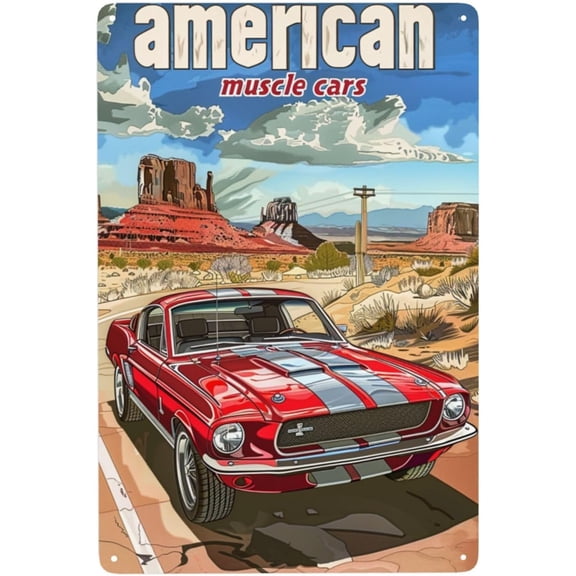 Metal Signs,American Muscle Car,Vintage Tin Sign For Art Wall Decor,For Garage,Club,Man Cave,Tinplate,Classics Artistic Plaque Poster,Decorative Gifts For Cars Collectors,8x12 Inch