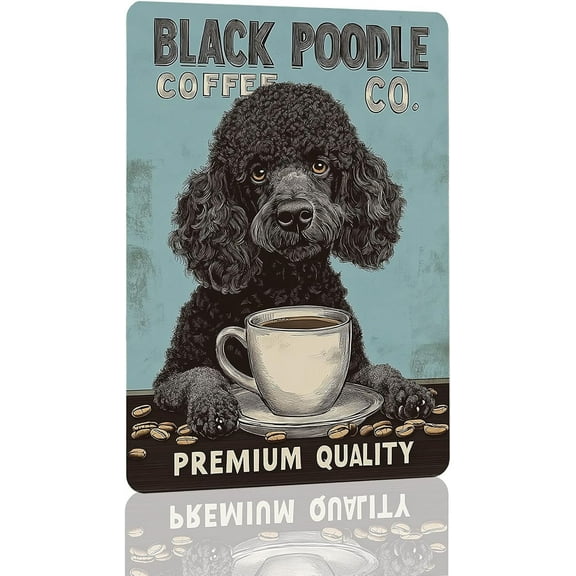 Metal Signs Black Poodle Coffee Co Vintage Signs Retro Aluminum Tin Sign for Kitchen Office Home Bar Cafe Wall Decor 8x12 Inch