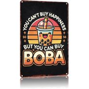 Metal Signs Boba Bubble Tea Happiness Vintage Signs Retro Aluminum Tin Sign For Kitchen Office Home Bar Cafe Decor 8X12 Inch