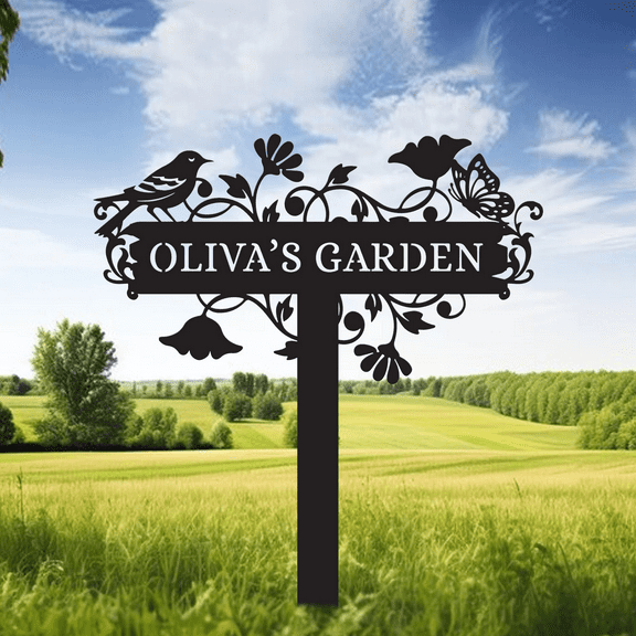 Metal Signs Customized | Personalized Garden Stake Metal Sign | Custom Metal Garden Sign | Personalized Garden Name Sign | Custom Sign Outdoor Metal | Gardening Decor Gifts for Gardeners(10inches)