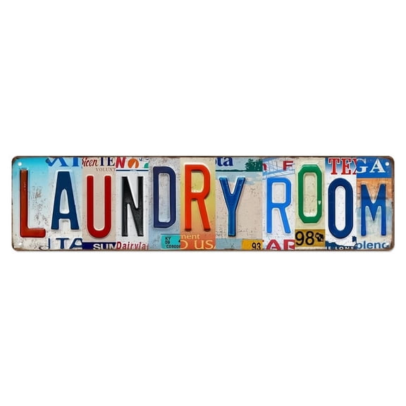 Metal Signs: Laundry Room Signs Wall Decor - Rustic Plaque for Accessories, 16x4 Inch Rules Sign