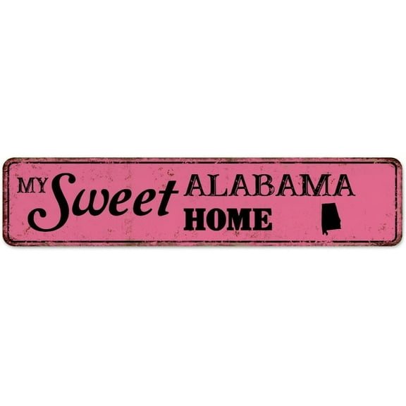 Metal Signs My Sweet Home Alabama Home Decor Art Poster Room Kitchen Bathroom USA American State Outline Metal Tin Sign Gift for Home 4"x16"