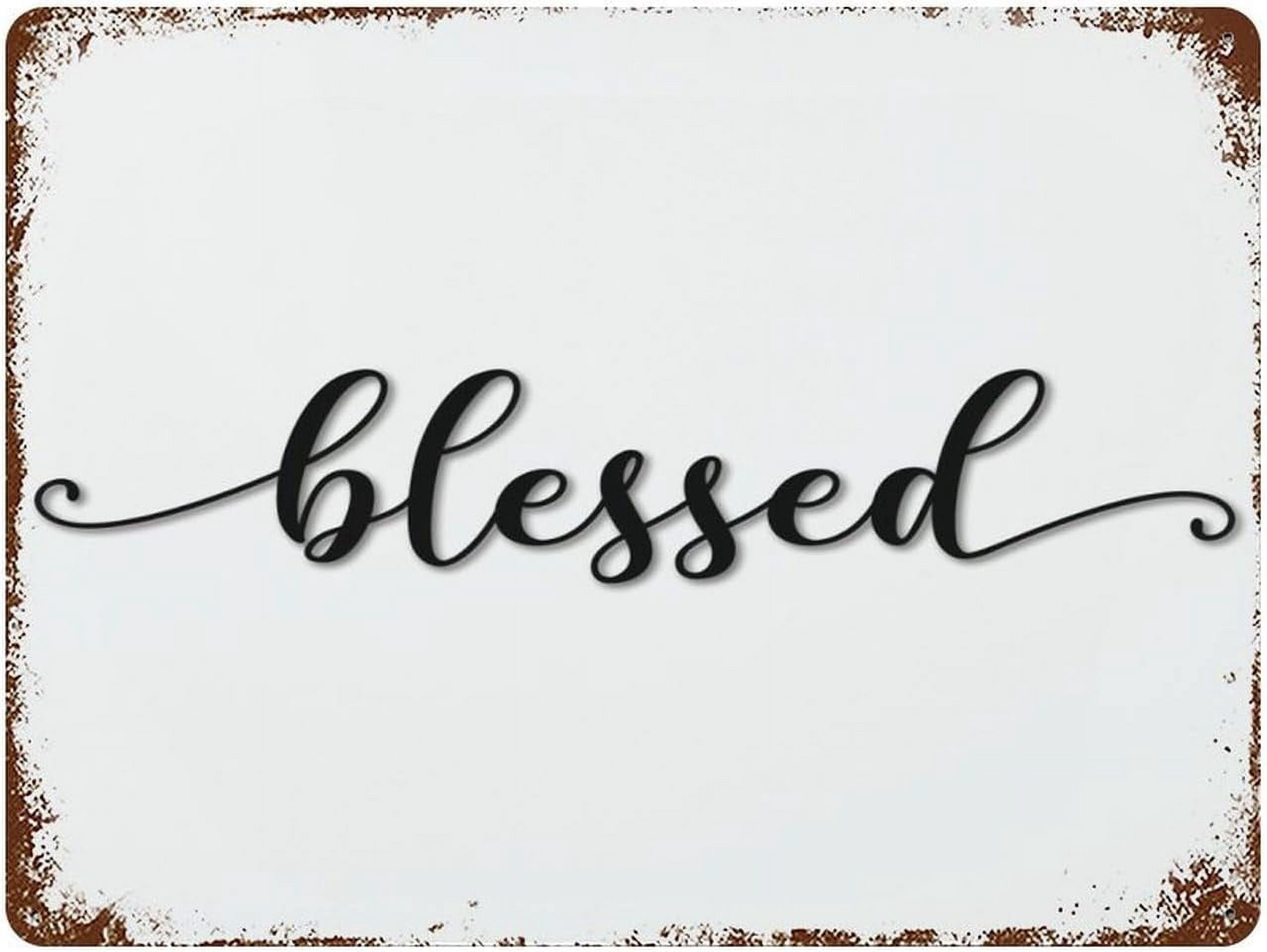 Metal Signs Outdoor Blessed Tin Signs Letter Monogram Script Font ...
