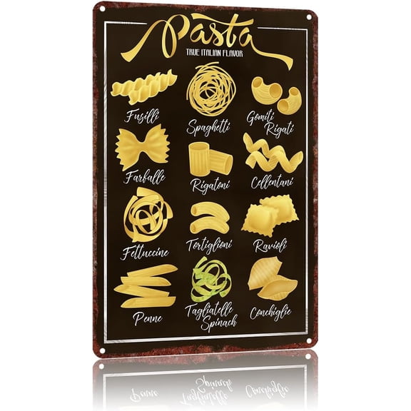 Metal Signs Pasta Types Italian Food Vintage Signs Retro Aluminum Tin Sign For Kitchen Office Home Bar Cafe Decor 8X12 Inch