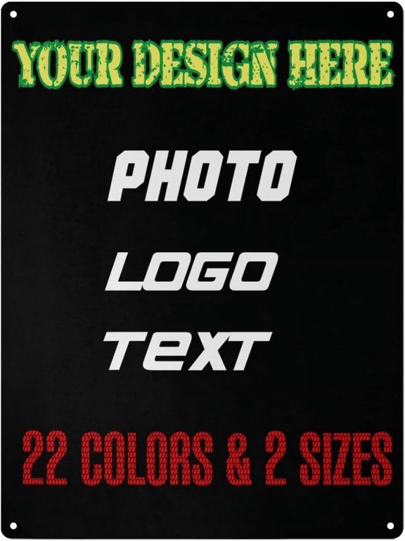 Metal Signs with Photo Logo Text, Personalized Rust-Proof Waterproof Tin Signs for Outdoor Indoor, 16 x 12 In ized Sign Wall Decor for Home House Office Business Workplace, Horizontal