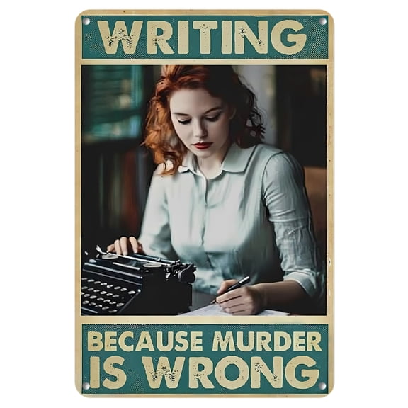 Metal Signs Retro Tin Signs Writing Because Murder Is Wrong Wall Decor Tin Signs for Bedroom Living Room Bar Sign Decor 12x8 Inches