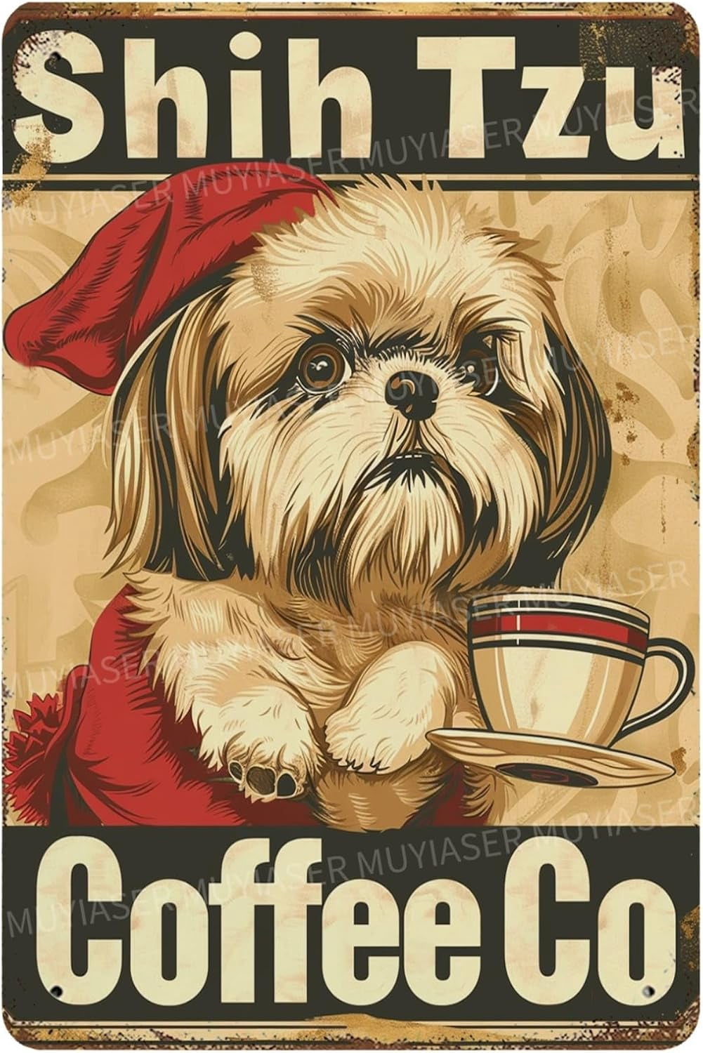 Metal Signs Shih Tzu Coffee Bar Vintage Signs Retro Aluminum Tin Sign ...