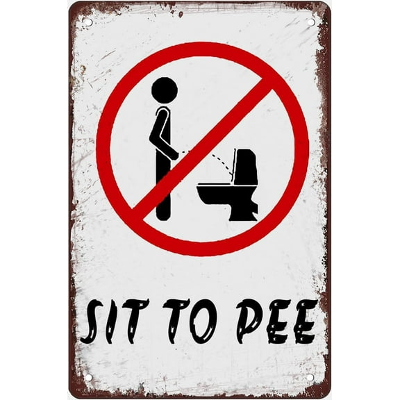 Metal Signs Sit To Pee Vintage Tin Sign Funny Art Wall Decorations For Home Man Cave Bedroom Bar Bathroom Gift For Women Men 12x8inch Plaque Tin Sign