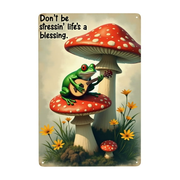 Metal Signs Don'T Be Stressin' Life'S A Blessing Frog Tin Sign Vintage Wall Decor For Garden Outdoor Yard Home Office Outside Bathroom Kitchen 12×8 In Birthday Gifts Father'S Day Graduation
