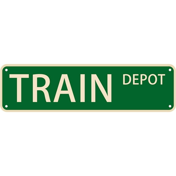 Metal Signs Train Depot Street Signs Retro Metal Wall Scenic Decorative Signs street signs 4x16 inch