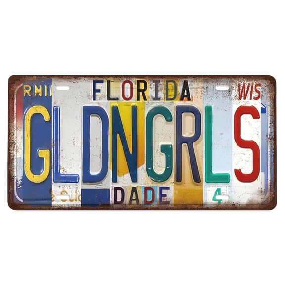 Vintage City Wall Decor Florida Gldn Grls License Plate Metal Sign Tin Signs Poster for home, bar and office, man nest and garage living room, and also a great gift