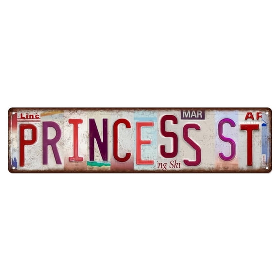 Metal Signs: Vintage Princess St Wall Decor Street Signs Metal Tin Signs Gife for Women Wife for home, bar and office, man nest and garage living room, and also a great gift for others.12 x 6 inches