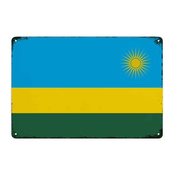 Metal Signs Vintage Rwanda Flag Tin Sign Metal Poster Rwanda Metal Plate for Bedroom Farmhouse Garage Wall Art Decor Size: 8 x 12 inch
