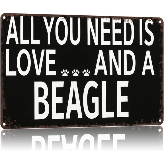 Metal Signs Vintage Wall Art Poster Beagle: All You Need is Love and a Beagle for Office Home Room Garage Bar Decor 8X12inch