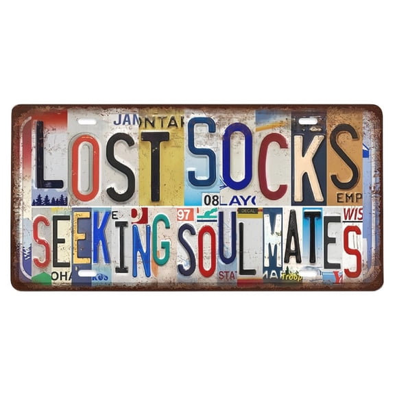Jimeng Lost Socks Seeking Soul Mates License Plate Aluminum Plaque & Sign