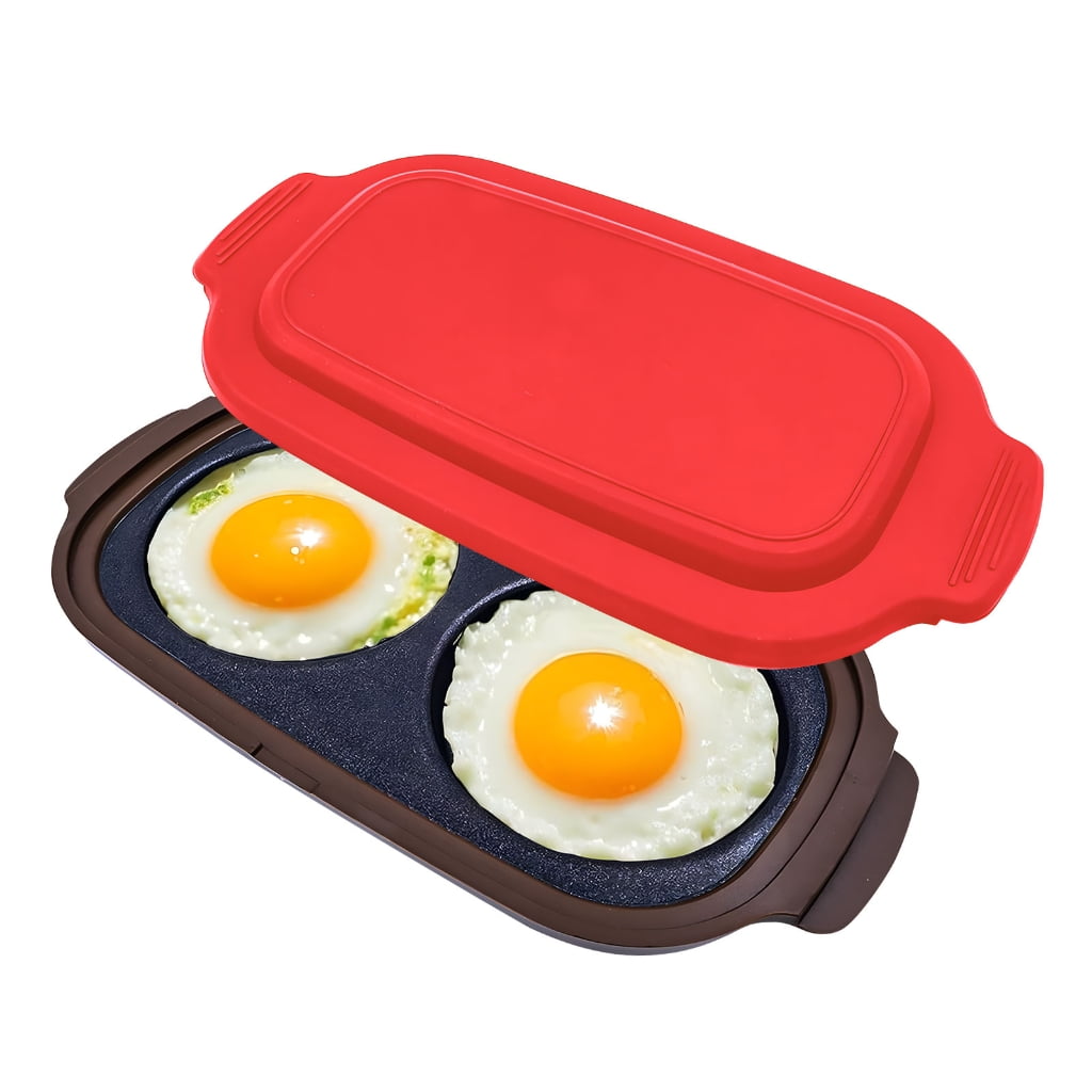 Metal Silicone Microwave Eggs Cooker For Fast Breakfasts Duals Zone Cooking Tool