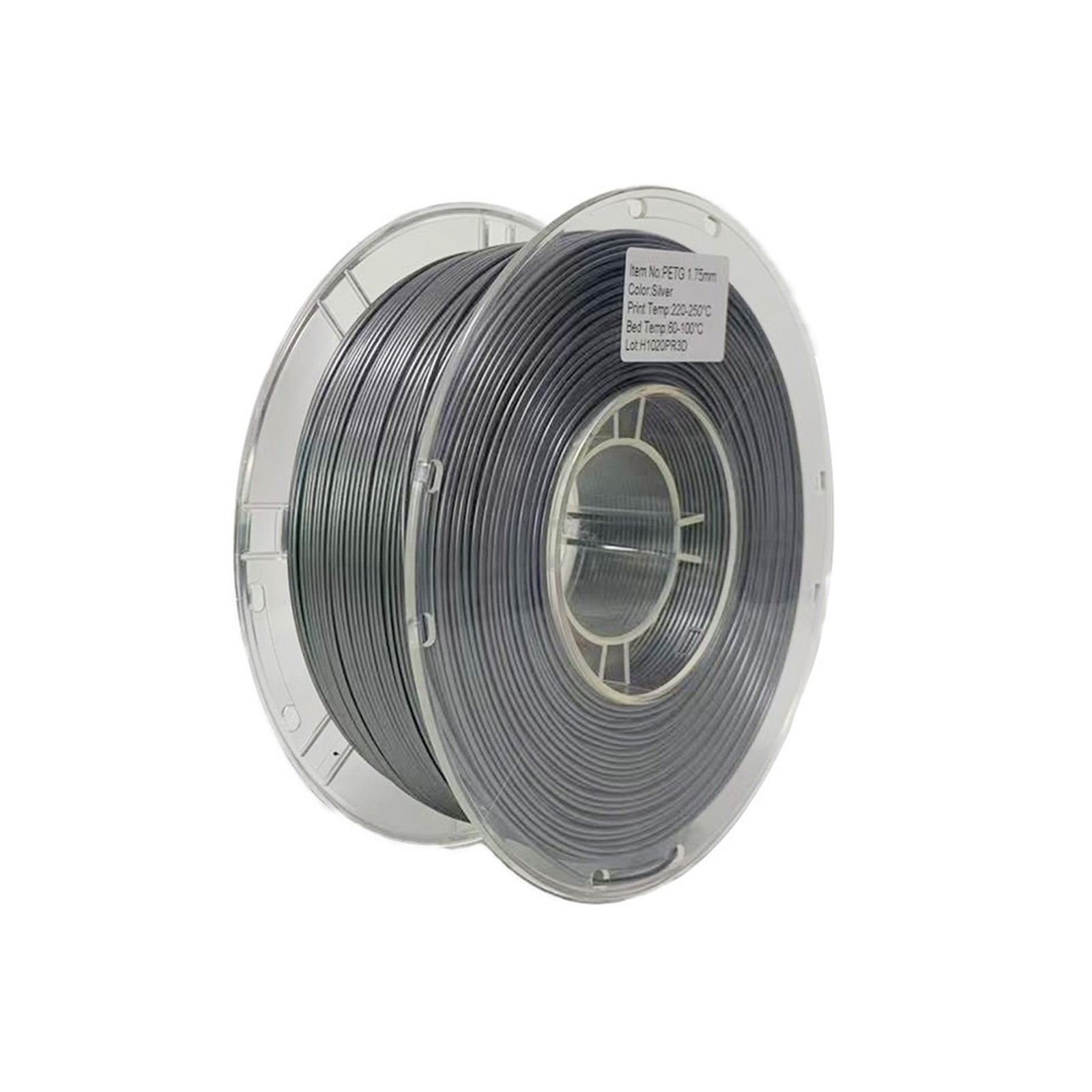 Metal Silver PETG Filament, 1.75mm +/-0.02mm for Most 3D Printer & 3D Pen, Solid Yarn 3D Printer Accessory, 1KG Neatly Wound