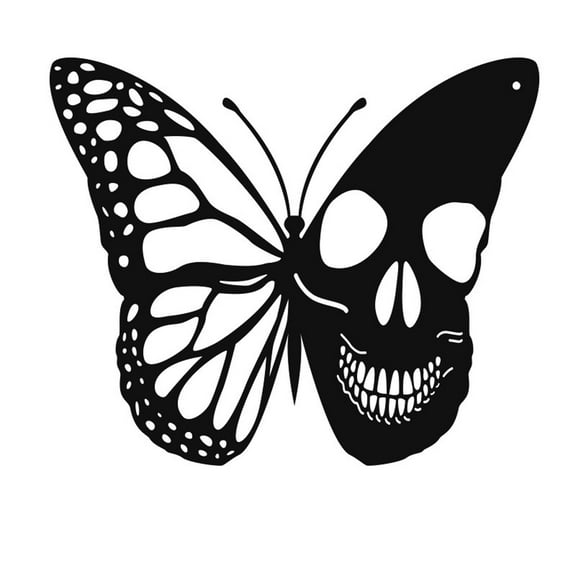 Metal Skeleton Butterfly Wall Decor Art - Black Gothic eath Head Moth Metal Wall Sculpture for Bedroom Living Room Bathroom Office Garden Wall Decoration