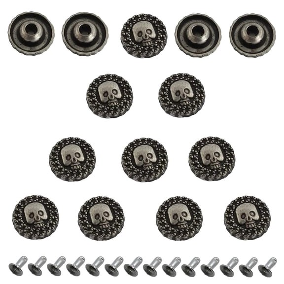 Metal Skull Buttons 100 Pcs Silver Black Zinc Alloy Stud Rivets for DIY Leather Accessories