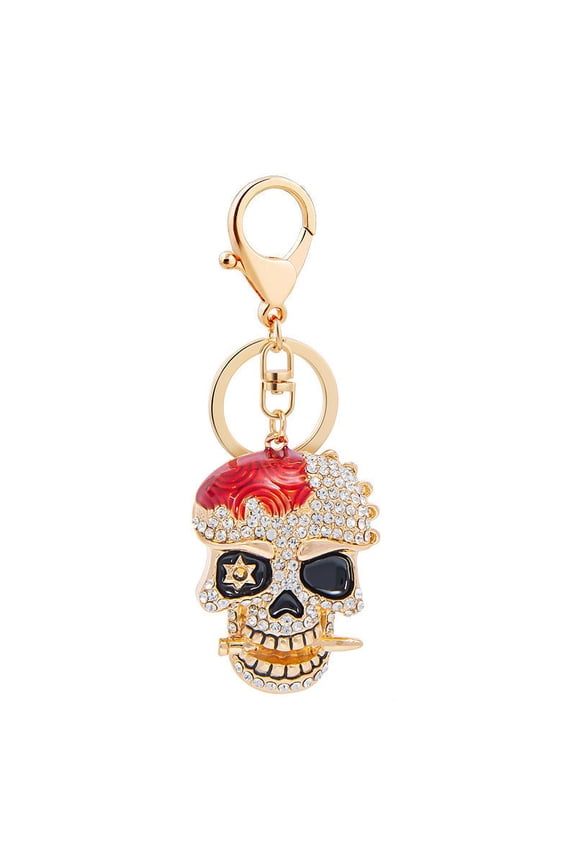 Metal Skull Keychain for Unisex Fashion Alloy Key Chain Accessories with Creative Diamond Design