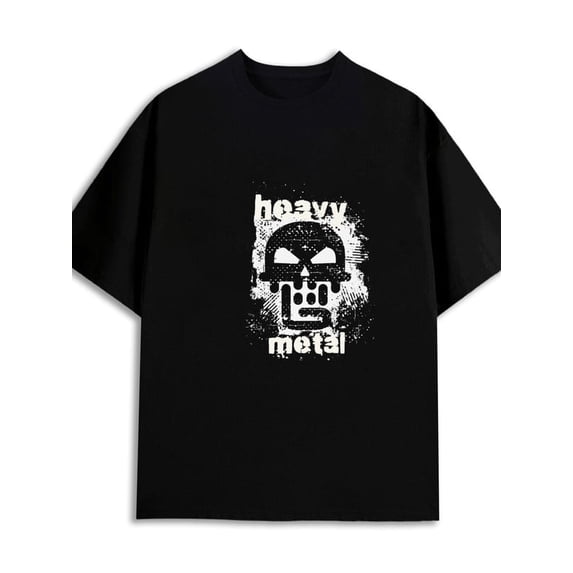 Greenink Metal Skull Tee mens 180G Cotton black Casual Unisex Shirt Graphic Tee tshirts Fashion Unisex Shirt Graphic tshirts Trendy Unisex Shirt Graphic Tee tshirts