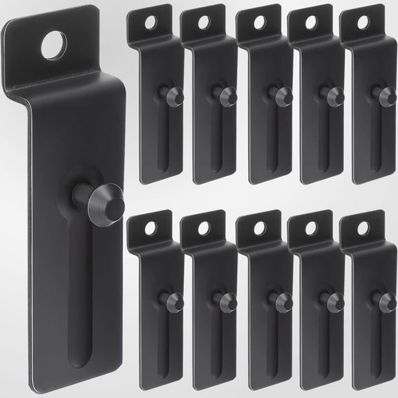 Metal Slatwall Hooks Commercial Slatwall Utility Notch Hooks for Pegboard Photo Frame Display Painting Art Accessories (Black)